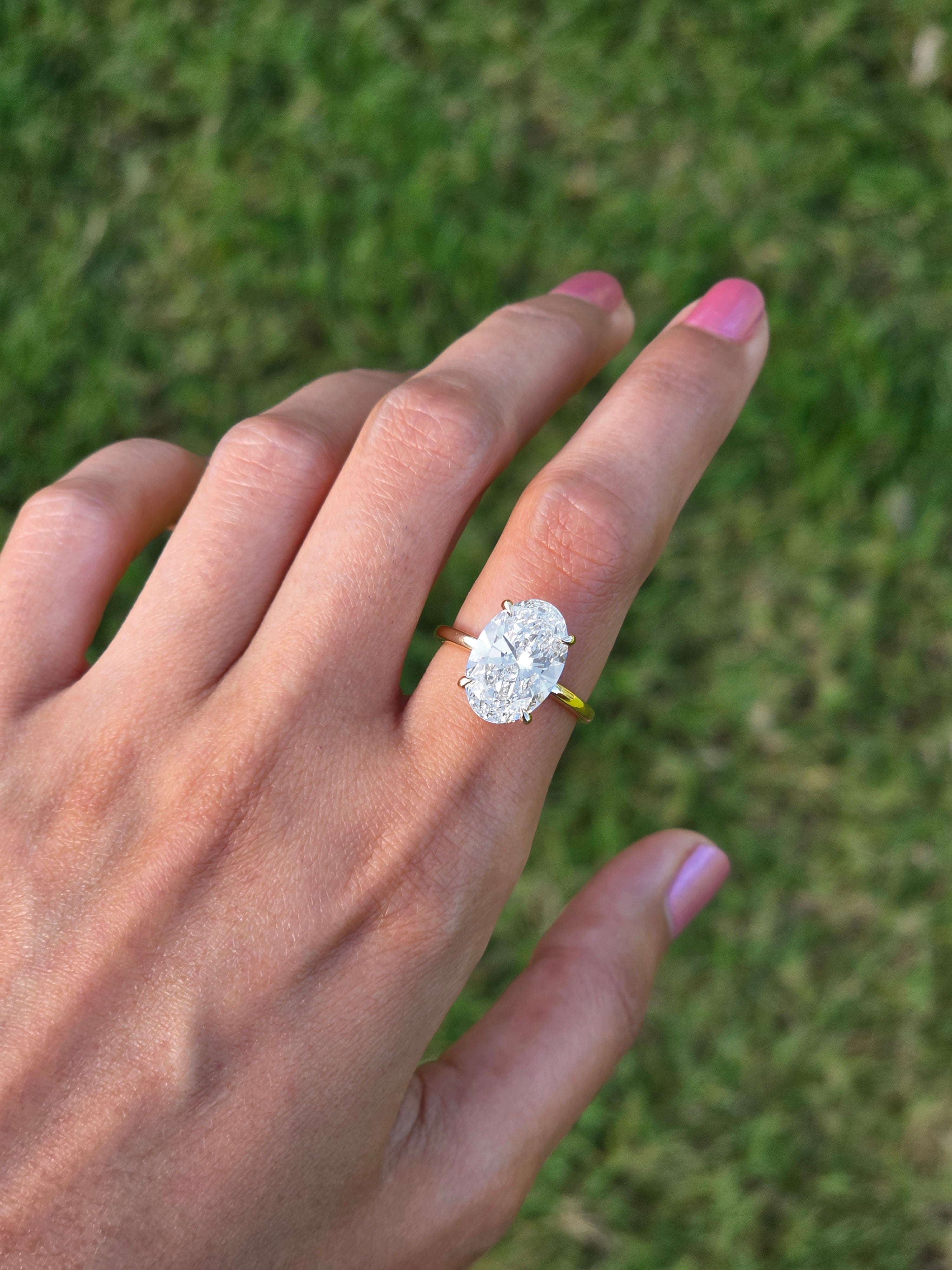 Marquise Shaped Three Stone Lab Grown Diamond Engagement Ring